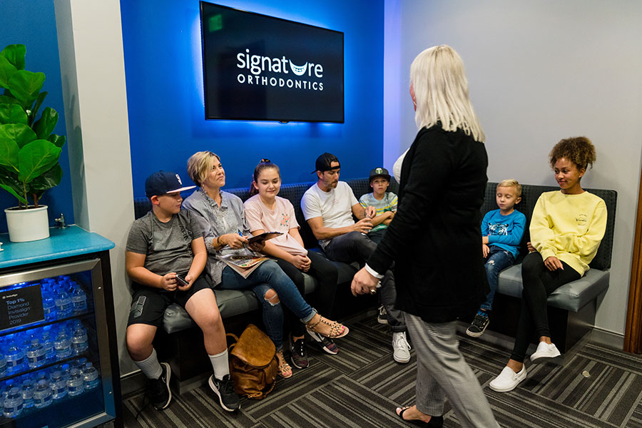 Patients in the Signature Orthodontics reception area in San Diego